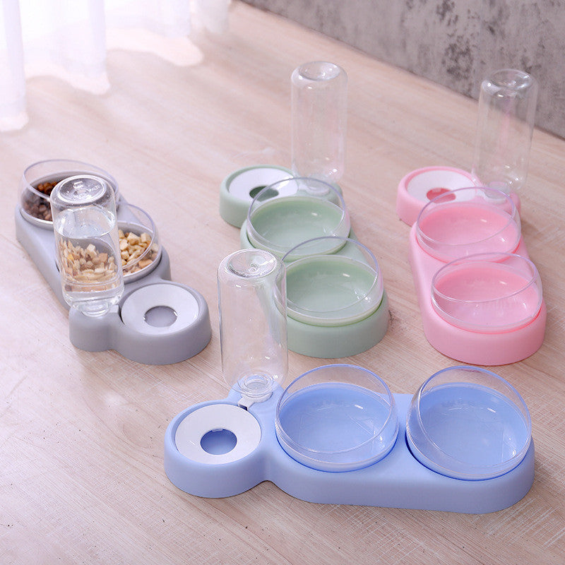 Raised Double Pet Bowl with Water Dispenser | 500ml Food & Water Feeder for Cats & Small Dogs