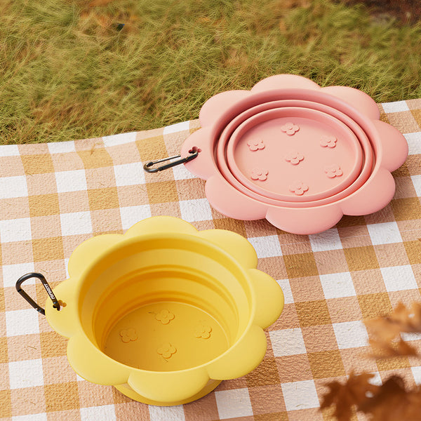Collapsible Silicone Dog Travel Bowl with Carabiner | Foldable Pet Bowl for Walks & Camping