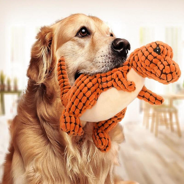 Plush Dinosaur Squeaky Dog Toy | Soft Corn Velvet Chew Toy for Dogs & Cats