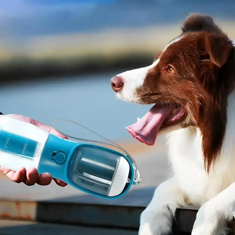 3-in-1 Portable Dog Water Bottle | Travel Cup with Food Container & Waste Bag Holder