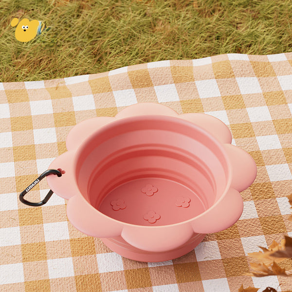 Collapsible Silicone Dog Travel Bowl with Carabiner | Foldable Pet Bowl for Walks & Camping