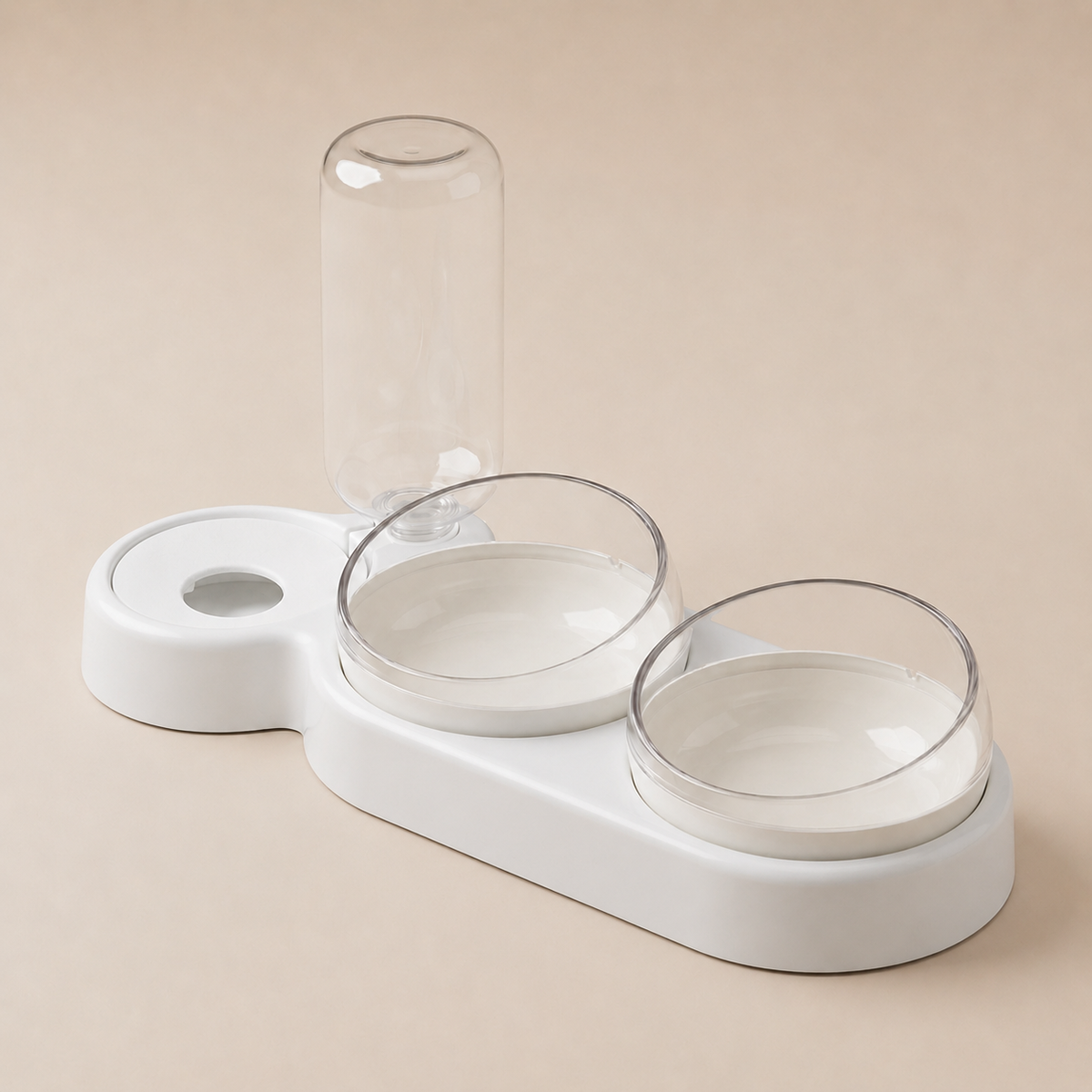 Raised Double Pet Bowl with Water Dispenser | 500ml Food & Water Feeder for Cats & Small Dogs