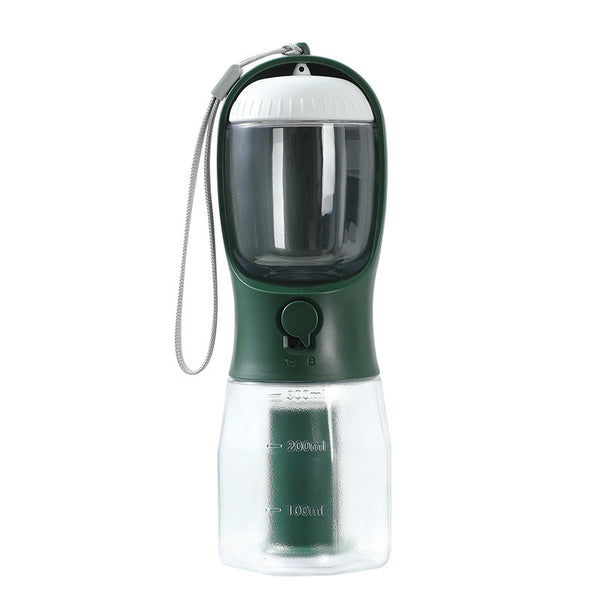 3-in-1 Portable Dog Water Bottle | Travel Cup with Food Container & Waste Bag Holder