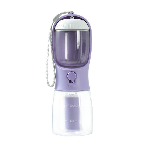 3-in-1 Portable Dog Water Bottle | Travel Cup with Food Container & Waste Bag Holder