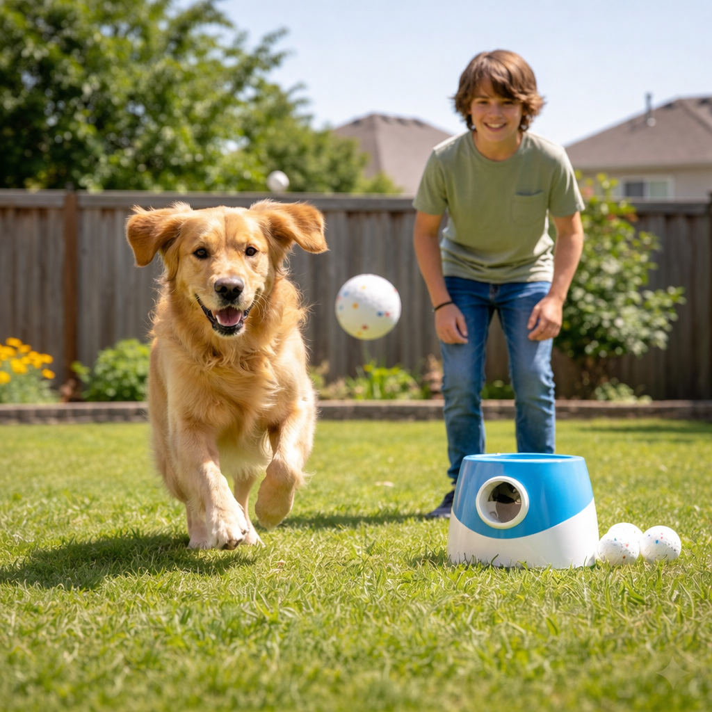 Active Paws | Interactive Electronic Ball Launcher for Dogs with Adjustable Distance | Engaging Fetch Toy for Healthy Playtime 0