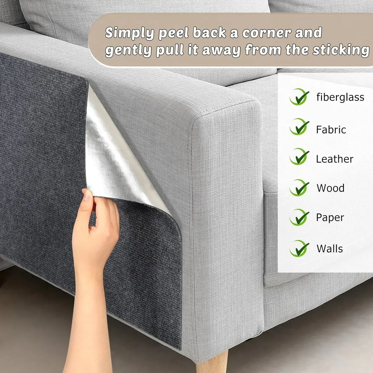 Self-Adhesive Cat Scratch Mat | Furniture Guard Scratcher Board for Cats