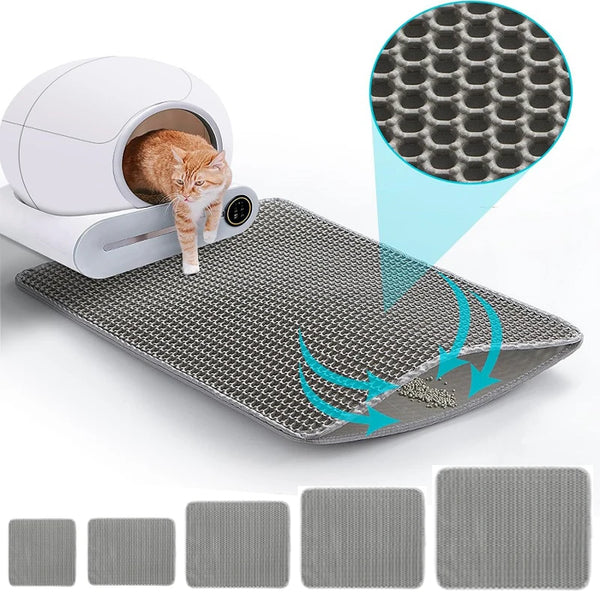 Double-Layer Waterproof Cat Litter Mat | Non-Slip EVA Trapping Mat for Easy Cleanup