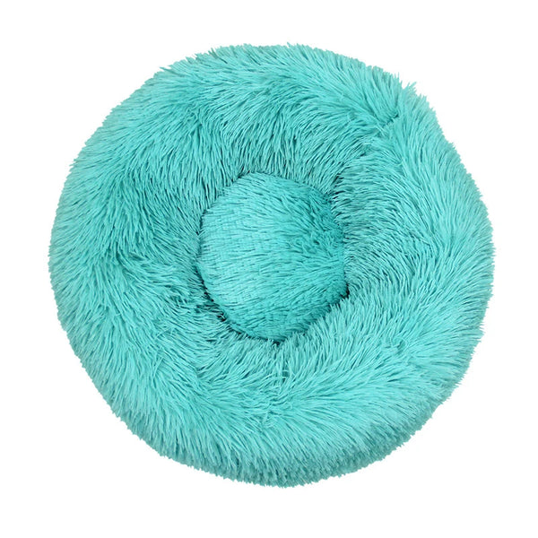 Plush Round Dog Bed with Raised Rim | Self-Warming Pet Bed for Small to Large Dogs & Cats