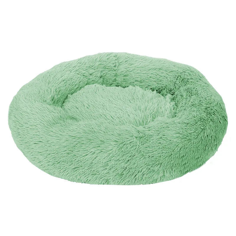 Plush Round Dog Bed with Raised Rim | Self-Warming Pet Bed for Small to Large Dogs & Cats
