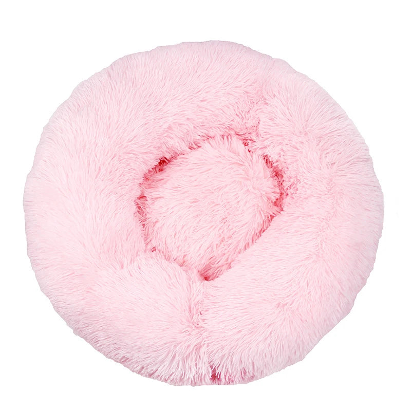 Plush Round Dog Bed with Raised Rim | Self-Warming Pet Bed for Small to Large Dogs & Cats