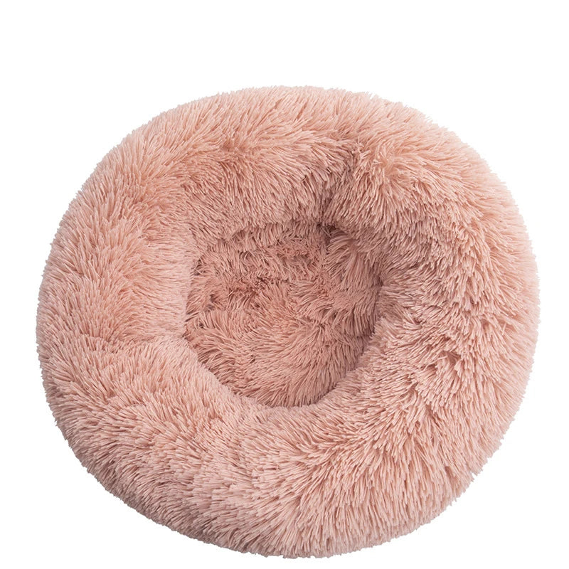 Plush Round Dog Bed with Raised Rim | Self-Warming Pet Bed for Small to Large Dogs & Cats