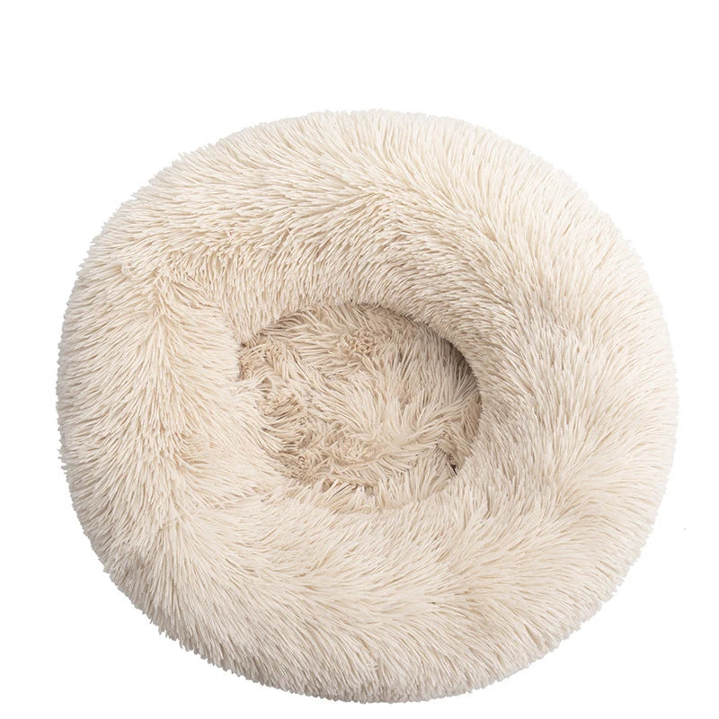 Plush Round Dog Bed with Raised Rim | Self-Warming Pet Bed for Small to Large Dogs & Cats