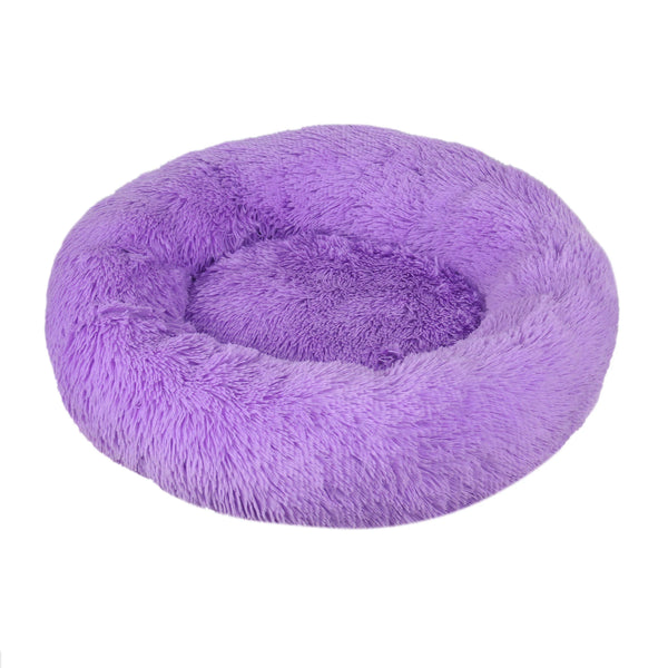 Plush Round Dog Bed with Raised Rim | Self-Warming Pet Bed for Small to Large Dogs & Cats