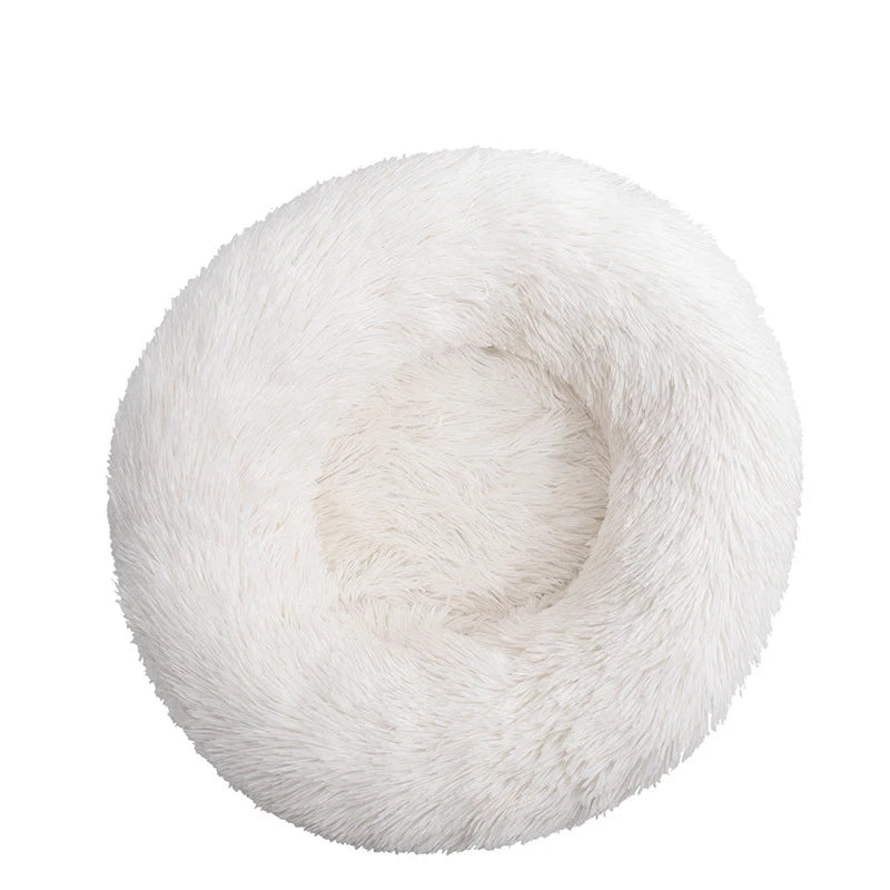 Plush Round Dog Bed with Raised Rim | Self-Warming Pet Bed for Small to Large Dogs & Cats