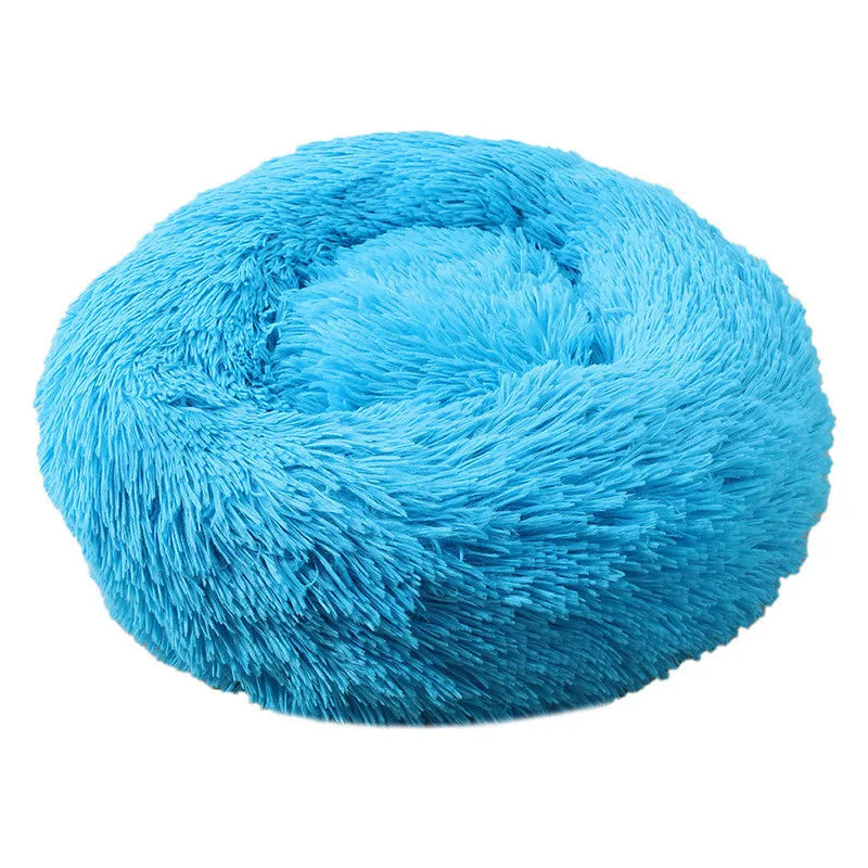 Plush Round Dog Bed with Raised Rim | Self-Warming Pet Bed for Small to Large Dogs & Cats