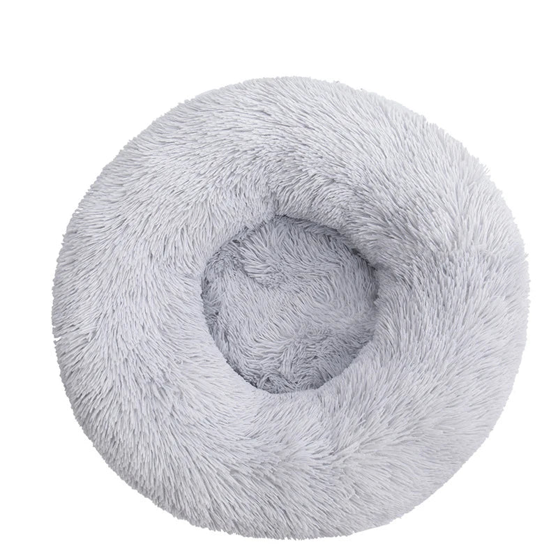Plush Round Dog Bed with Raised Rim | Self-Warming Pet Bed for Small to Large Dogs & Cats