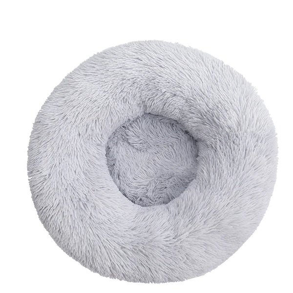 Plush Round Dog Bed with Raised Rim | Self-Warming Pet Bed for Small to Large Dogs & Cats
