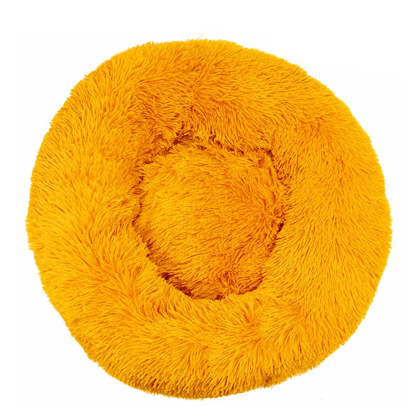 Plush Round Dog Bed with Raised Rim | Self-Warming Pet Bed for Small to Large Dogs & Cats