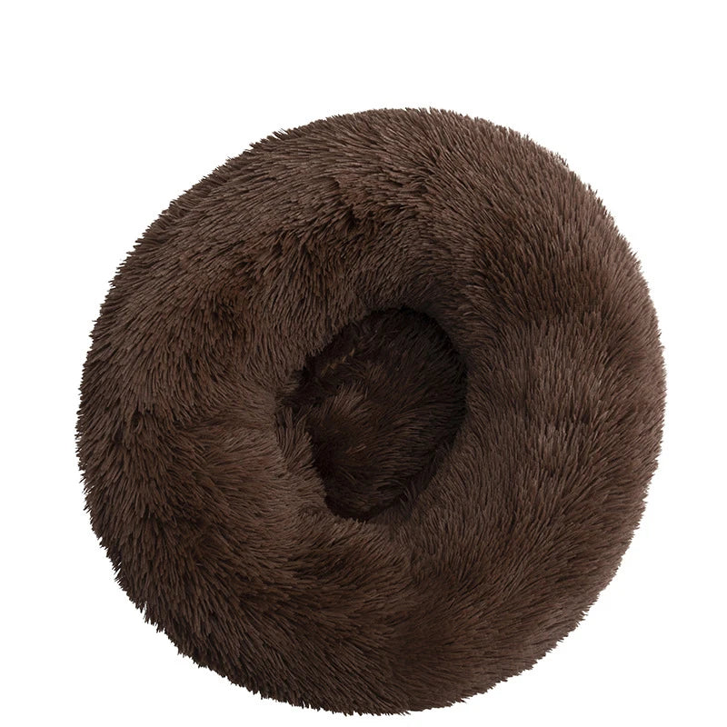 Plush Round Dog Bed with Raised Rim | Self-Warming Pet Bed for Small to Large Dogs & Cats