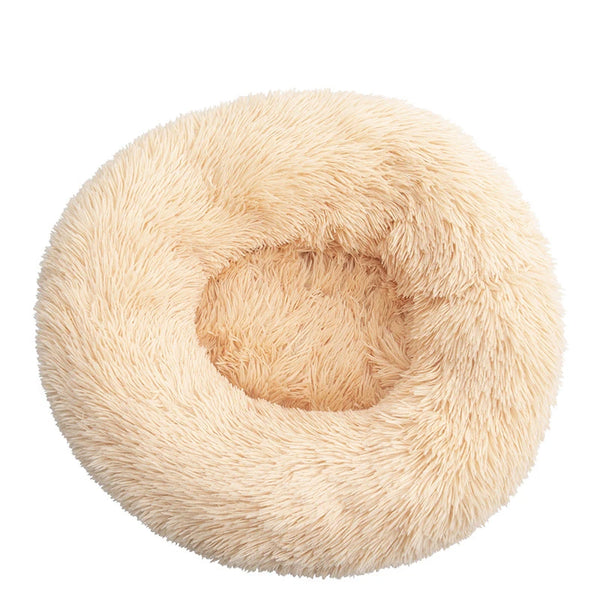 Plush Round Dog Bed with Raised Rim | Self-Warming Pet Bed for Small to Large Dogs & Cats