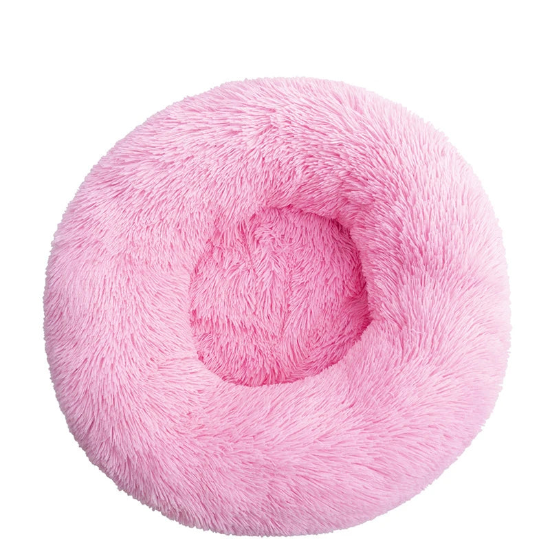 Plush Round Dog Bed with Raised Rim | Self-Warming Pet Bed for Small to Large Dogs & Cats