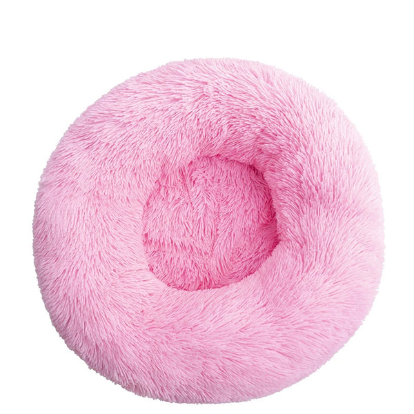 Plush Round Dog Bed with Raised Rim | Self-Warming Pet Bed for Small to Large Dogs & Cats