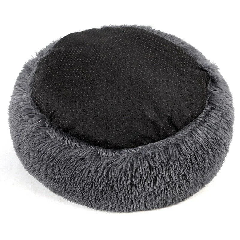 Plush Round Dog Bed with Raised Rim | Self-Warming Pet Bed for Small to Large Dogs & Cats