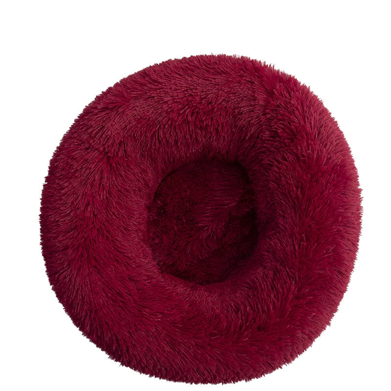 Plush Round Dog Bed with Raised Rim | Self-Warming Pet Bed for Small to Large Dogs & Cats
