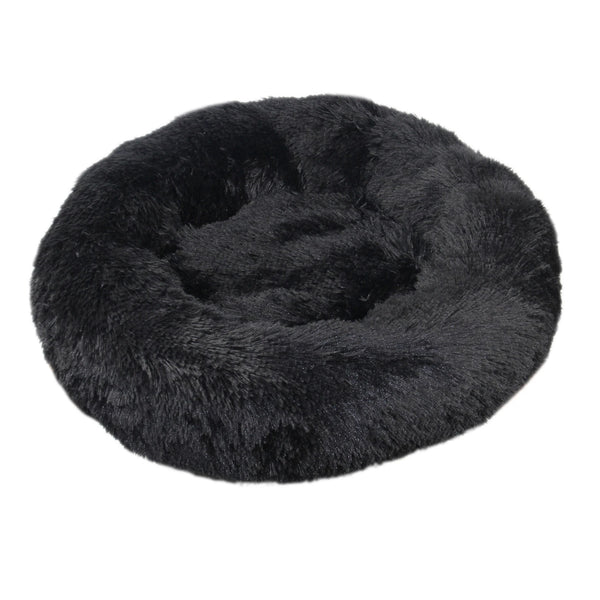 Plush Round Dog Bed with Raised Rim | Self-Warming Pet Bed for Small to Large Dogs & Cats