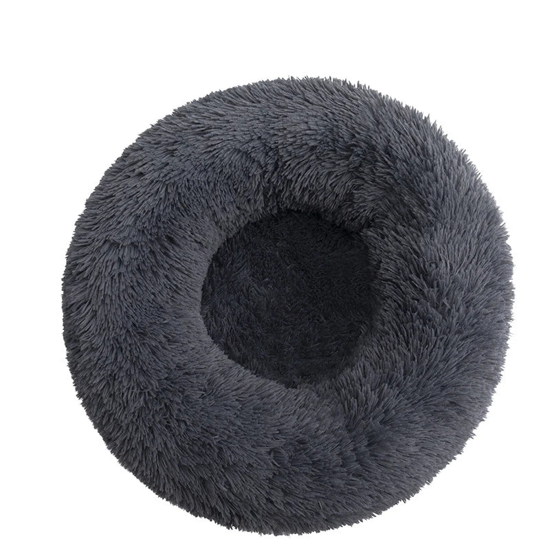 Plush Round Dog Bed with Raised Rim | Self-Warming Pet Bed for Small to Large Dogs & Cats