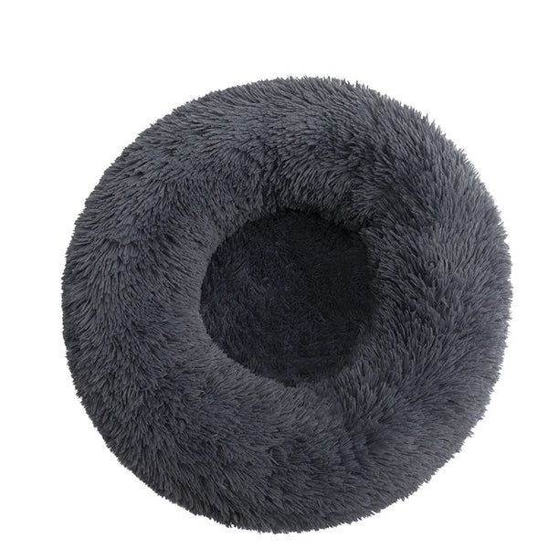 Plush Round Dog Bed with Raised Rim | Self-Warming Pet Bed for Small to Large Dogs & Cats
