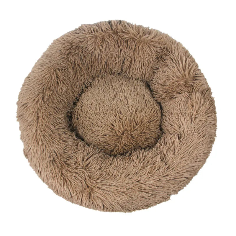 Plush Round Dog Bed with Raised Rim | Self-Warming Pet Bed for Small to Large Dogs & Cats