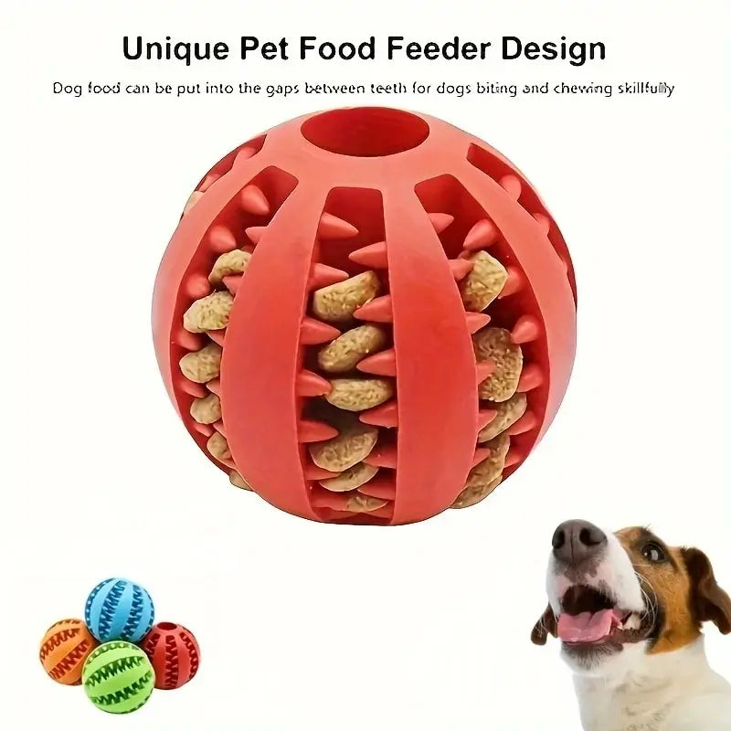 Treat Dispensing Dog Chew Toy Ball | Non-Toxic Rubber Dental Toy for Dogs & Cats