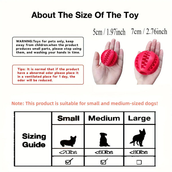 Treat Dispensing Dog Chew Toy Ball | Non-Toxic Rubber Dental Toy for Dogs & Cats