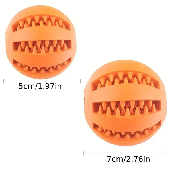 Treat Dispensing Dog Chew Toy Ball | Non-Toxic Rubber Dental Toy for Dogs & Cats