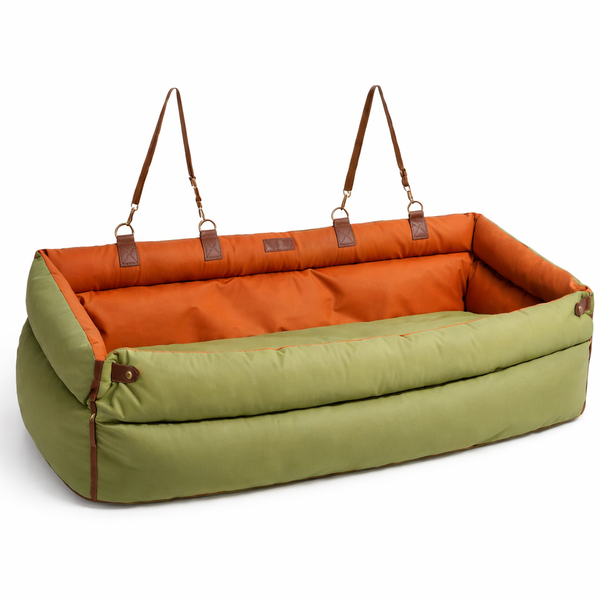 Elevated Dog Car Seat Booster Bed with Waterproof Faux Leather | Stylish Pet Car Seat for Comfort and Safety 0