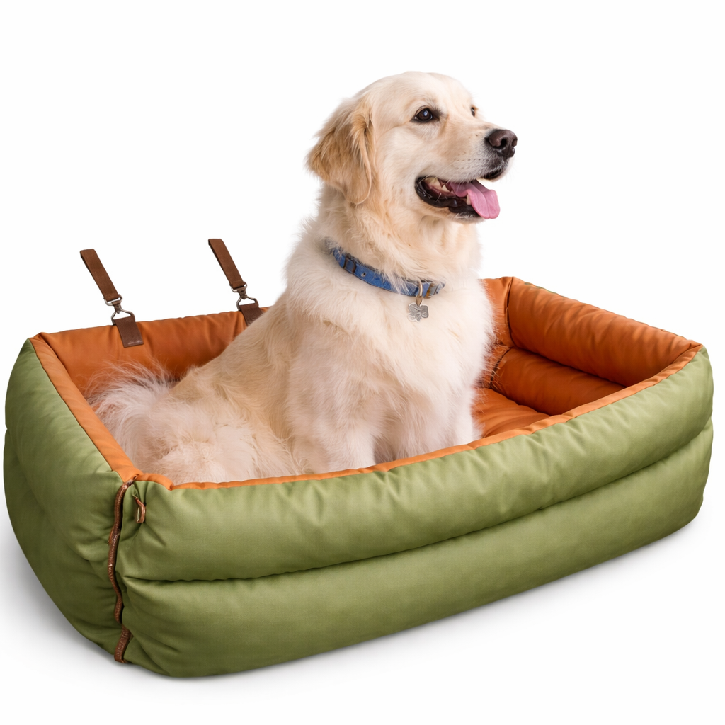 Elevated Dog Car Seat Booster Bed with Waterproof Faux Leather | Stylish Pet Car Seat for Comfort and Safety 1