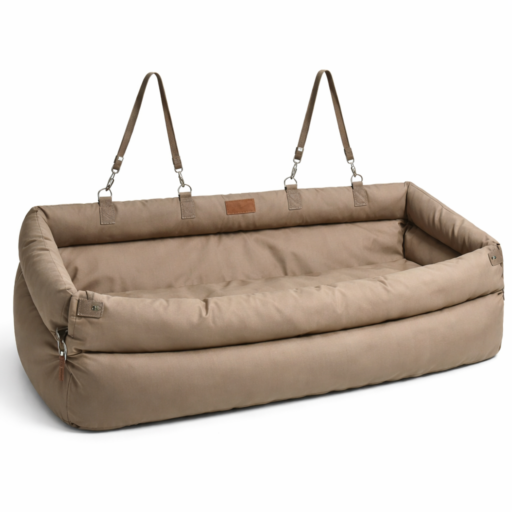 Elevated Dog Car Seat Booster Bed with Waterproof Faux Leather | Stylish Pet Car Seat for Comfort and Safety 2