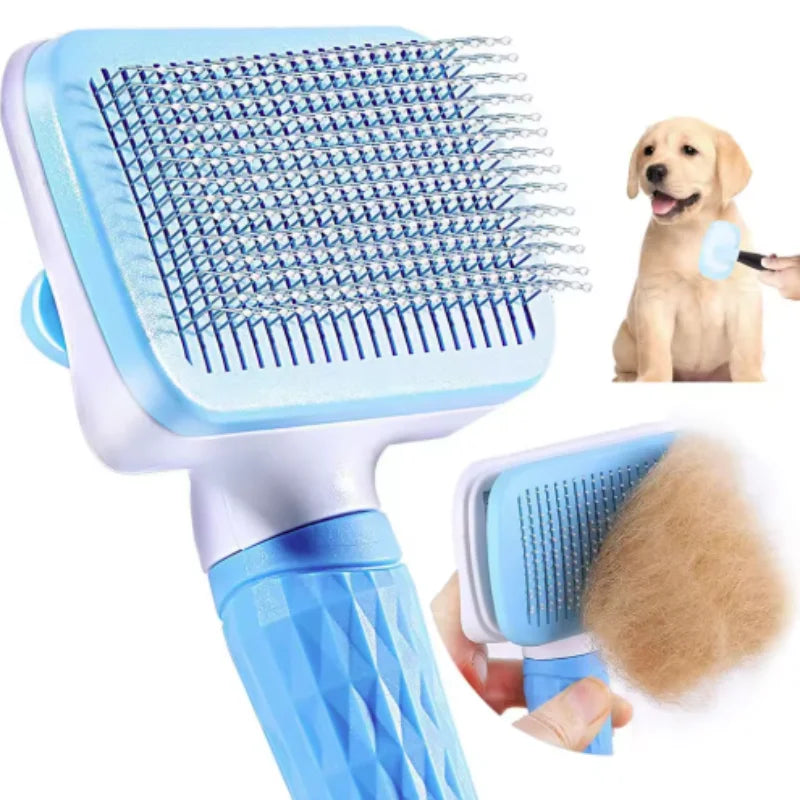 Stainless Steel Pet Hair Remover Brush | Detangling Grooming Brush for Long-Haired Dogs & Cats