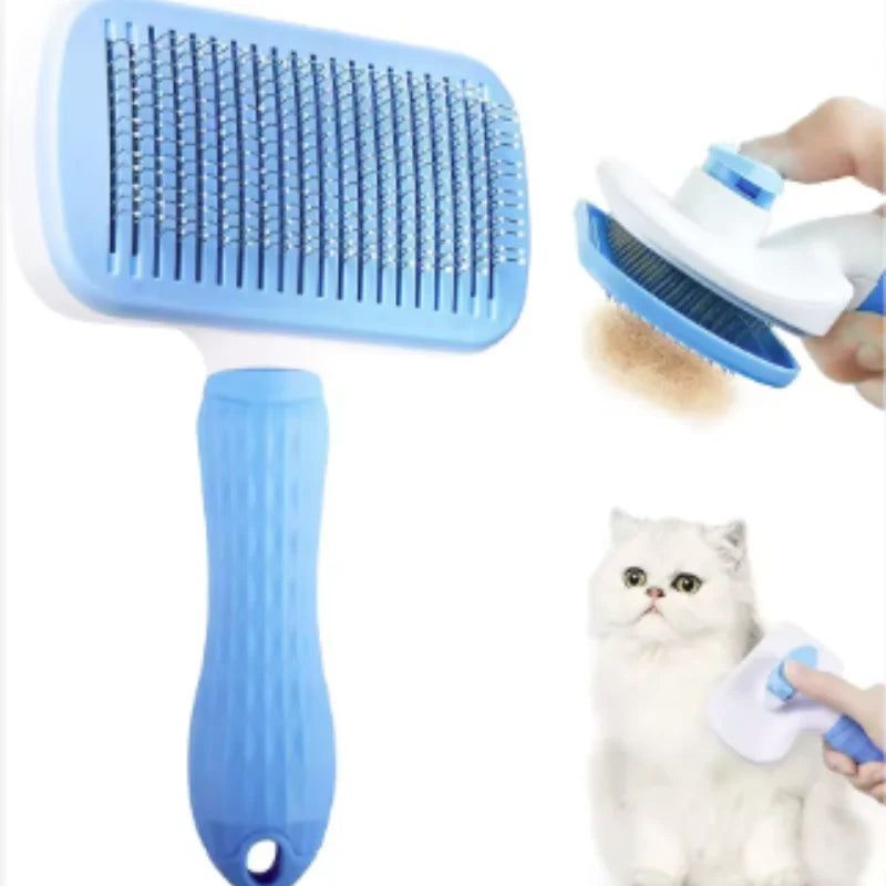 Stainless Steel Pet Hair Remover Brush | Detangling Grooming Brush for Long-Haired Dogs & Cats