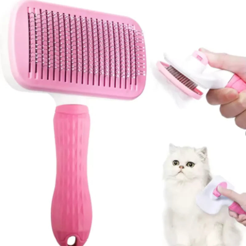 Stainless Steel Pet Hair Remover Brush | Detangling Grooming Brush for Long-Haired Dogs & Cats
