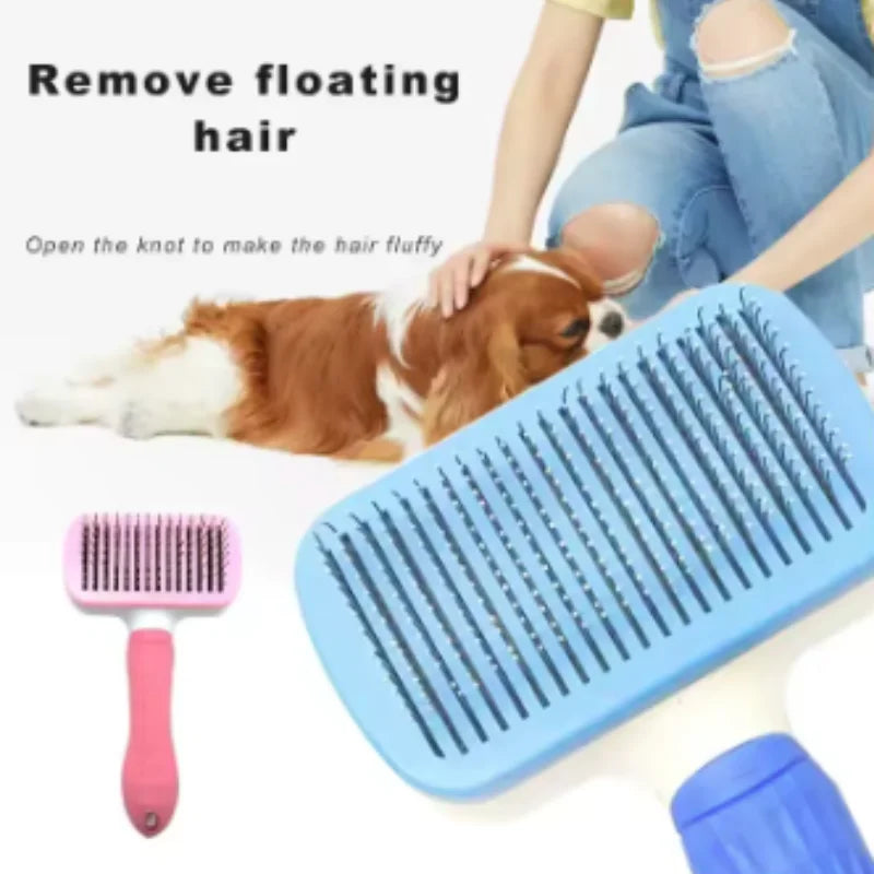 Stainless Steel Pet Hair Remover Brush | Detangling Grooming Brush for Long-Haired Dogs & Cats
