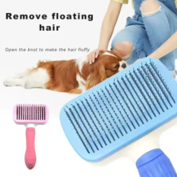 Stainless Steel Pet Hair Remover Brush | Detangling Grooming Brush for Long-Haired Dogs & Cats