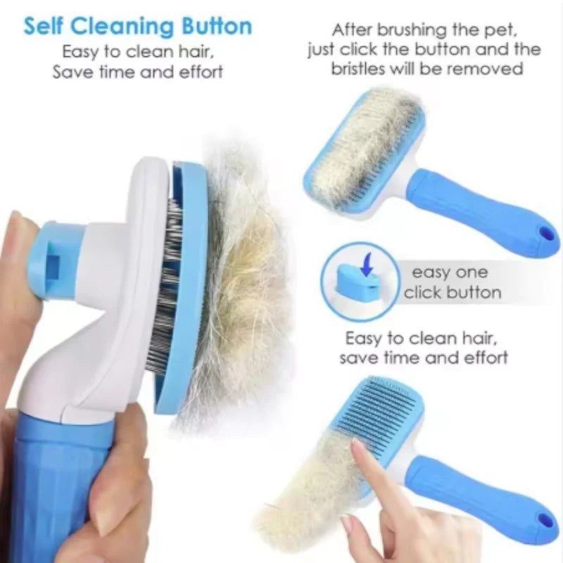 Stainless Steel Pet Hair Remover Brush | Detangling Grooming Brush for Long-Haired Dogs & Cats