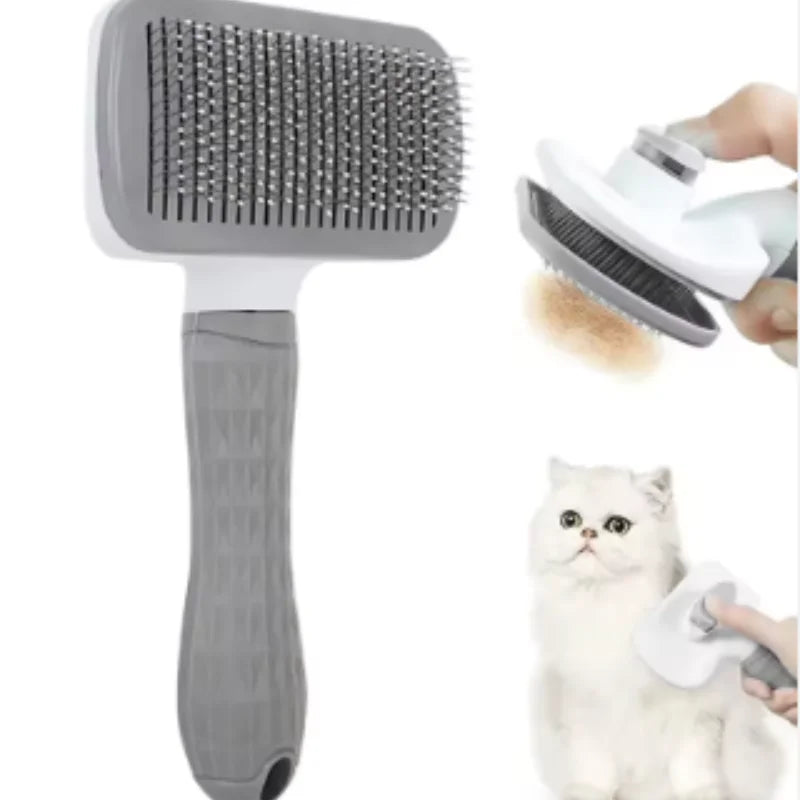 Stainless Steel Pet Hair Remover Brush | Detangling Grooming Brush for Long-Haired Dogs & Cats
