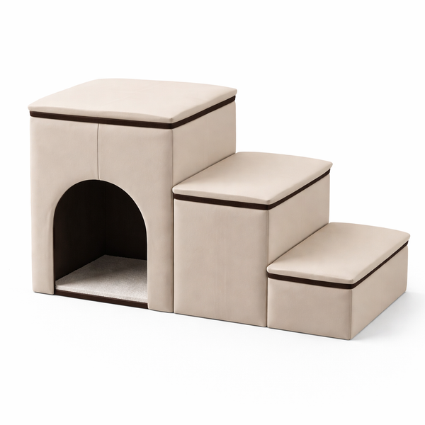 Foldable Dog Steps for Bed with Internal Storage | Eco-Friendly Design for Easy Access and Comfort 0