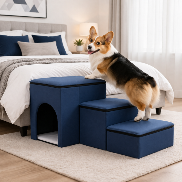 Foldable Dog Steps for Bed with Internal Storage | Eco-Friendly Design for Easy Access and Comfort 2