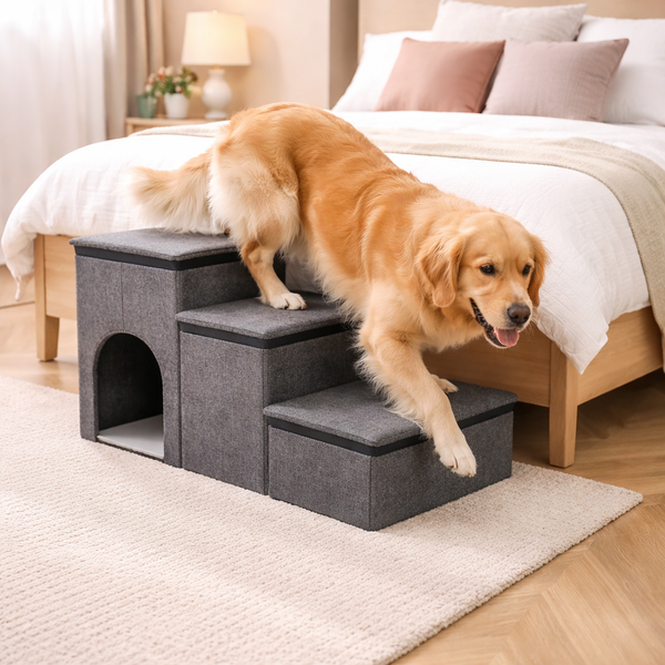 Foldable Dog Steps for Bed with Internal Storage | Eco-Friendly Design for Easy Access and Comfort 4