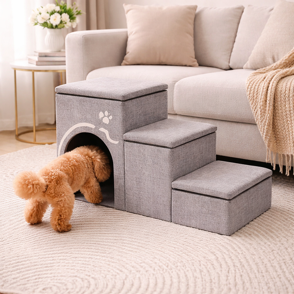 Foldable Dog Steps for Bed with Internal Storage | Eco-Friendly Design for Easy Access and Comfort 8