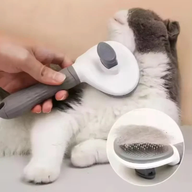 Self-Cleaning Pet Grooming Brush | Stainless Steel Hair Removal Brush for Dogs & Cats